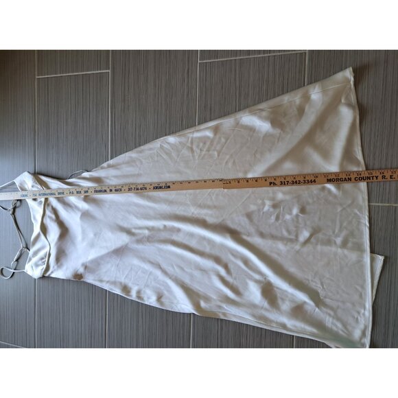 Zara Viral Satin White Dress Size Large Strappy Back Silky Midi Sleeveless Large - Picture 12 of 14